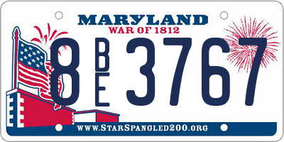 MD license plate 8BE3767