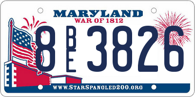 MD license plate 8BE3826
