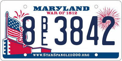 MD license plate 8BE3842