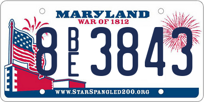 MD license plate 8BE3843