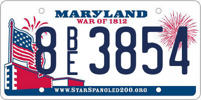 MD license plate 8BE3854