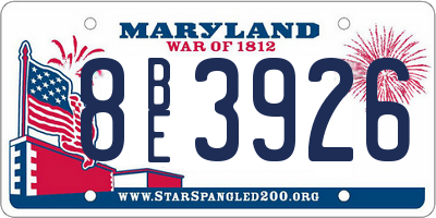 MD license plate 8BE3926