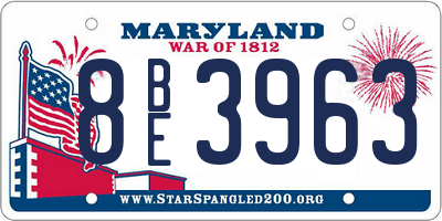 MD license plate 8BE3963
