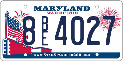 MD license plate 8BE4027