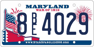 MD license plate 8BE4029