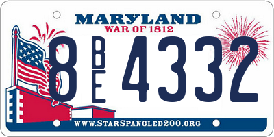 MD license plate 8BE4332