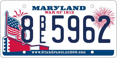 MD license plate 8BE5962