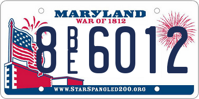 MD license plate 8BE6012
