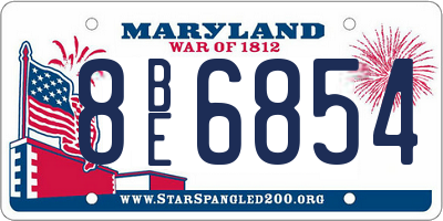 MD license plate 8BE6854