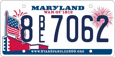 MD license plate 8BE7062