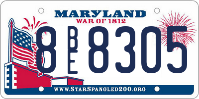 MD license plate 8BE8305