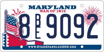 MD license plate 8BE9092