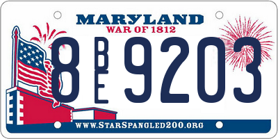 MD license plate 8BE9203