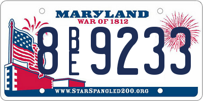 MD license plate 8BE9233