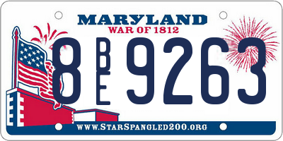 MD license plate 8BE9263