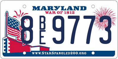MD license plate 8BE9773