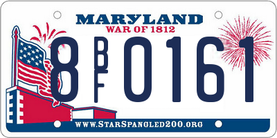 MD license plate 8BF0161