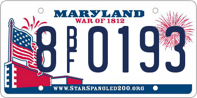 MD license plate 8BF0193