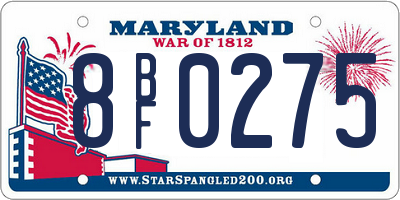 MD license plate 8BF0275