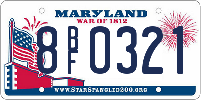 MD license plate 8BF0321