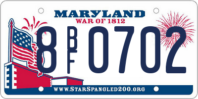MD license plate 8BF0702