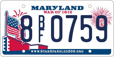 MD license plate 8BF0759