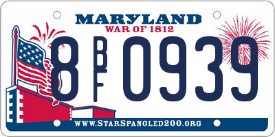 MD license plate 8BF0939
