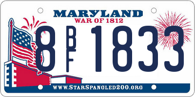 MD license plate 8BF1833