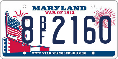 MD license plate 8BF2160