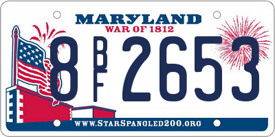 MD license plate 8BF2653