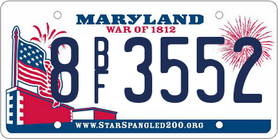 MD license plate 8BF3552