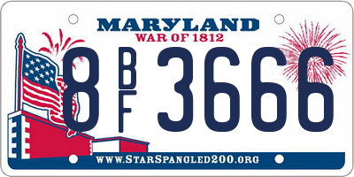 MD license plate 8BF3666