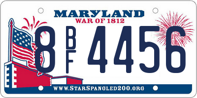 MD license plate 8BF4456