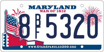 MD license plate 8BF5320