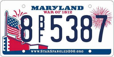 MD license plate 8BF5387