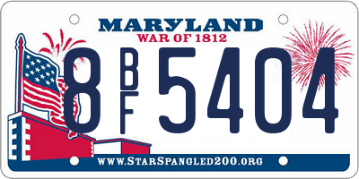 MD license plate 8BF5404