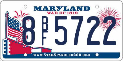 MD license plate 8BF5722