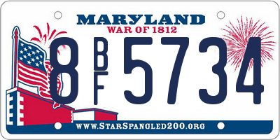 MD license plate 8BF5734
