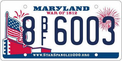 MD license plate 8BF6003