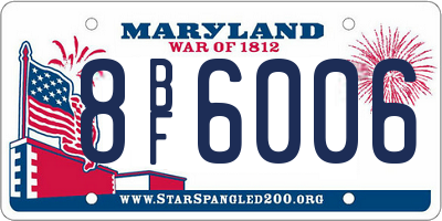 MD license plate 8BF6006