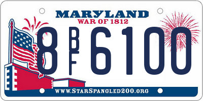 MD license plate 8BF6100