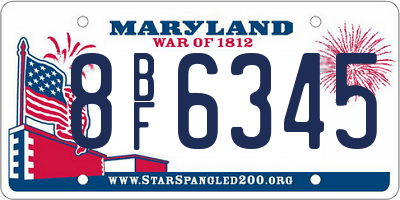 MD license plate 8BF6345