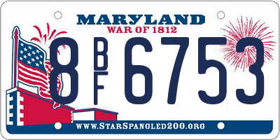 MD license plate 8BF6753