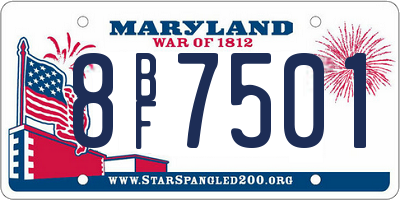MD license plate 8BF7501
