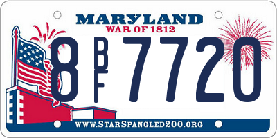 MD license plate 8BF7720