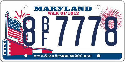 MD license plate 8BF7778