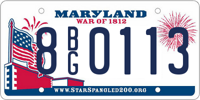 MD license plate 8BG0113