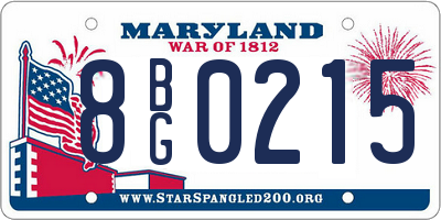 MD license plate 8BG0215