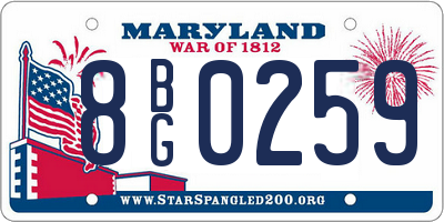 MD license plate 8BG0259