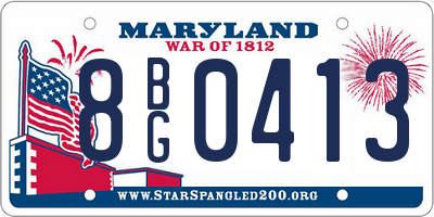 MD license plate 8BG0413